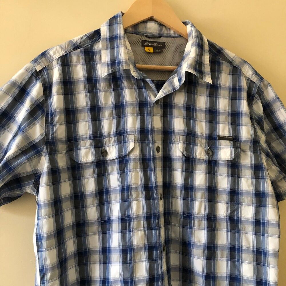 Eddie Bauer Men's Shirt First Accent Blue White Size L